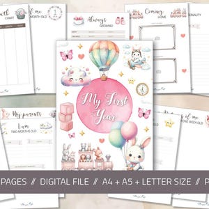Livro de memórias do bebê | Diário do bebê para impressão | Presente para novas mães | Presente para chá de bebê, livros para bebês, presente para gravidez, menina | Download digital