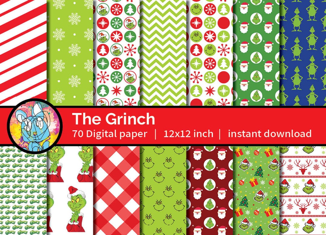 The Grinch Digital Paper How the Grinch Stole Christmas - Etsy Israel