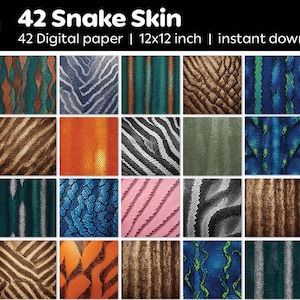42 Snake skin digital paper  | Snake Leather Digital Paper | Retile Skin | modern Backgrounds | Leather Pattern textures | Instant download