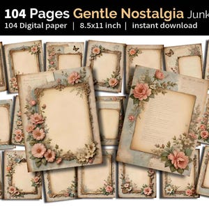 Enchanted Shabby Chic Flower Vintage Junk Journal | Scrapbooking, Mixed Media Art | Spring Grunge Floral Paper Ephemera | Digital file