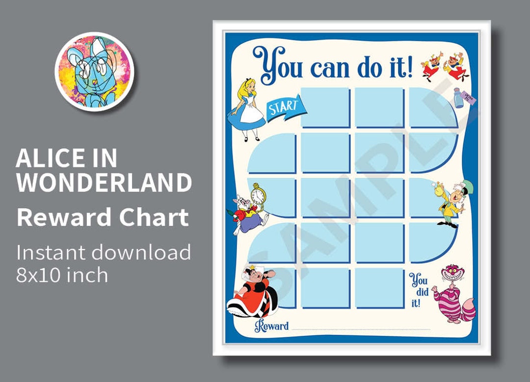 Alice in Wonderland Reward Chart Printable Behavior Chart Alice in