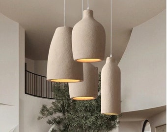 Lustre japonais wabi-sabi, lampe minimaliste moderne effet ciment Japandi Light