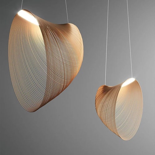 Lustre nordique moderne à rayures, lampe italienne légère en bois au design minimaliste