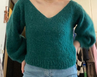 Oversized V-neck Sweater Knit Pattern (English) Beginner-friendly, Digital pattern + Instant download