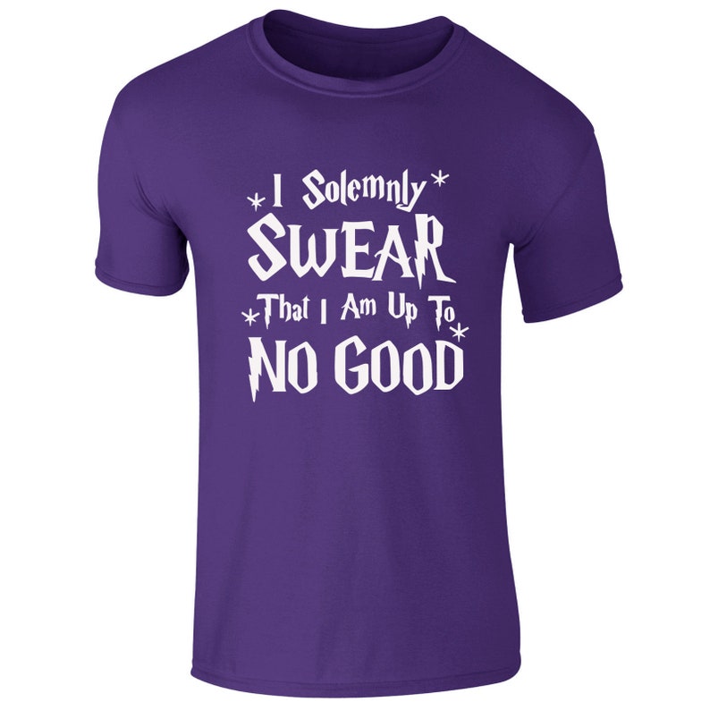 Unisex Kids Boys Girls Harry Potter Inspired I Solemnly Sware Funny T-Shirt Top 3-15 Yr Purple