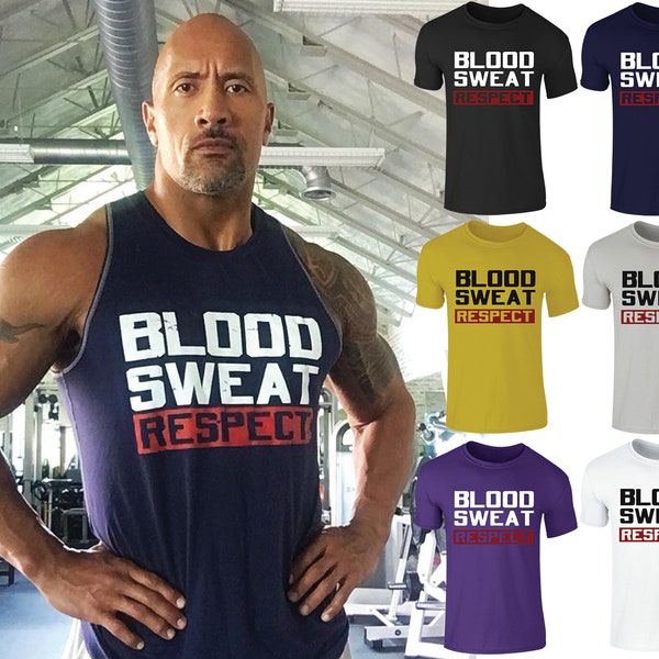 New Adults Mens Blood Sweat Respect Gym Motivational T-Shirt Top S-XXL