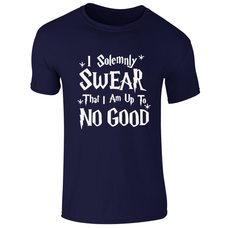 Unisex Kids Boys Girls Harry Potter Inspired I Solemnly Sware Funny T-Shirt Top 3-15 Yr Navy Blue