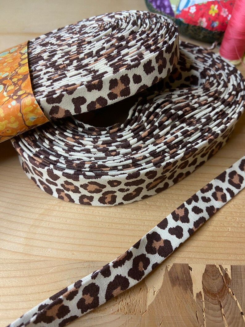 Leopard Print Cotton Fabric Bias Tape Double Fold 1 Inch Etsy
