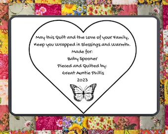 Custom Quilt Label Template PDF, Downloadable Quilt Label With Quote ...