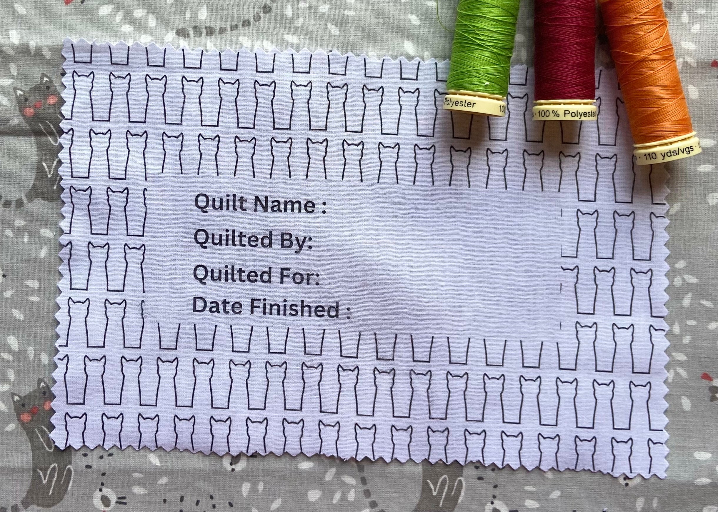 Custom Cat Quilt Label Template PDF, Printable Black and White Quilt ...