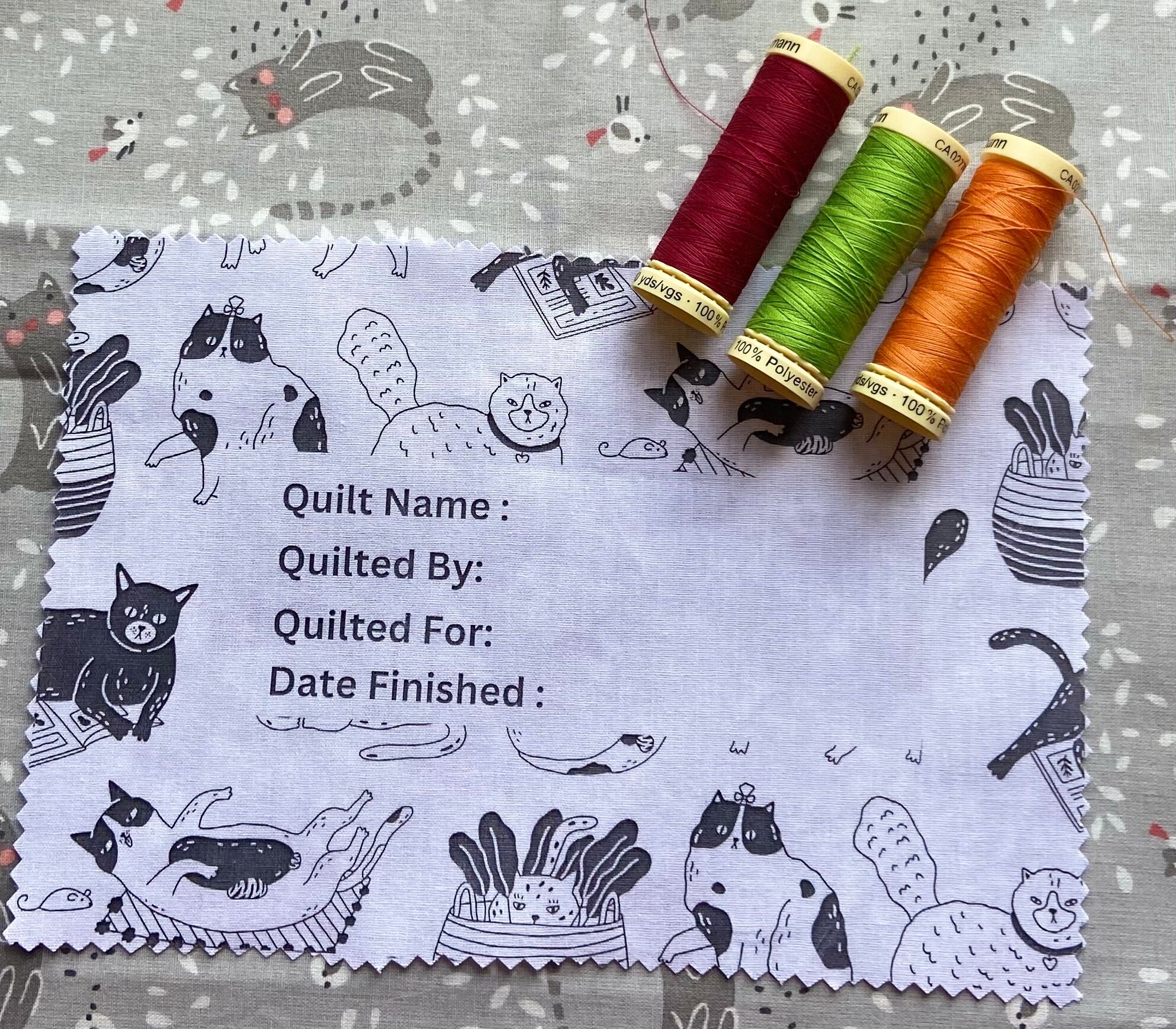 Custom Cat Quilt Label Template PDF, Printable Black and White Quilt ...