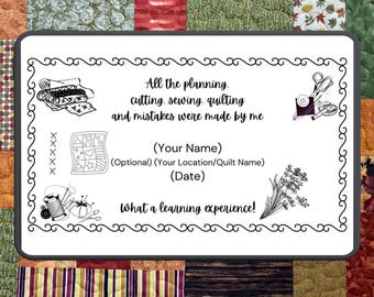 Printable Quilt Label Template – Editable Fabric Tag PDF
