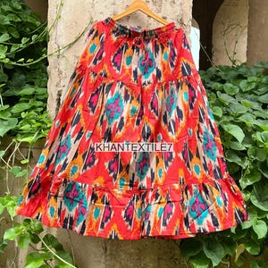 Handmade Floral Cotton Skirt: Vintage Indian Block Print, High Waisted