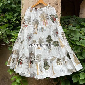 Handmade Floral Print Cotton Maxi Skirt: Boho Beach Style