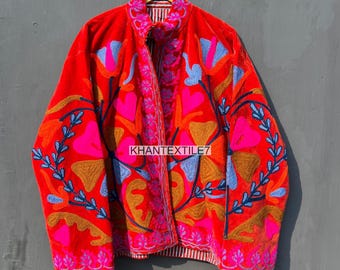 Embroidered Velvet Suzani Jacket | Boho Festival Coat, Uzbek Blazer