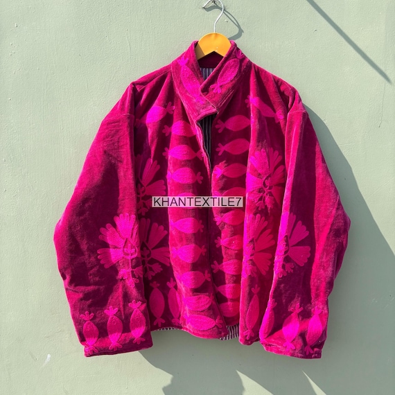 Boho Velvet Suzani Jacket | Handmade Embroidered Coat