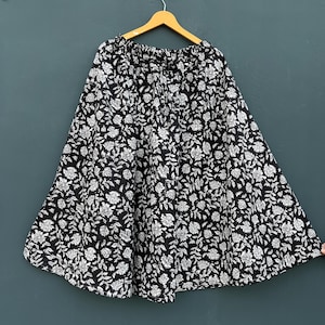 Cotton Floral Print Maxi Skirt Women Wear Long Bohemian Dress, Indian Skirts, Cotton Black Skirts, Gifts For Her, Personalized Gifts