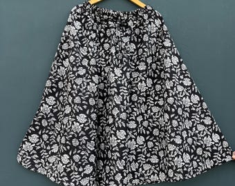 Saia longa de algodão com estampa floral, estilo boho, vestido longo feminino