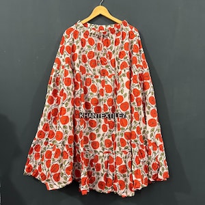 Multicolor Orange Floral Skirt, Cotton Maxi Skirt, Layered Maxi Skirt, Handmade Cotton Skirt, Indian Skirt, Womenwear long maxi skirt,