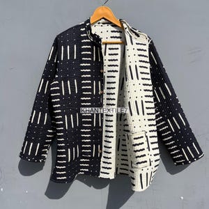 Reversible Floral Quilted Cotton Jacket: Bohemian Velvet Coat, Handmade in India