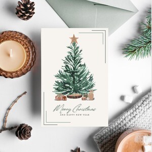 Watercolor Christmas Tree Card | Digital Download | Printable Holiday Greeting Card