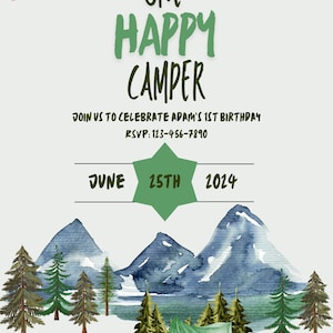 One Happy Camper First Birthday Invite
