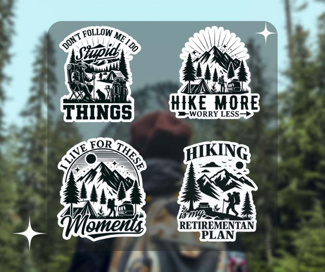 Hiking Adventure Sticker Bundle: Waterproof Stickers for Laptop, Water ...