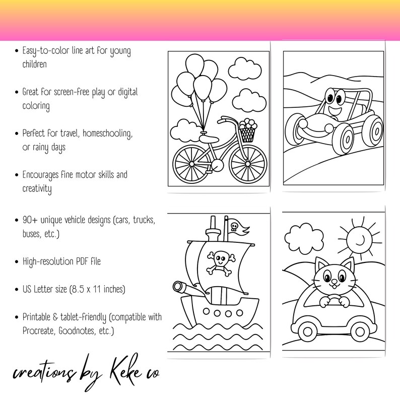 Printable Vehicle Coloring Pages for Kids- PDF for Tablets & Paper ...