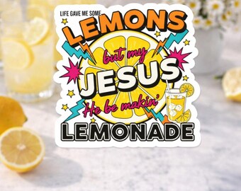 Naklejka winylowa „Mój Jezus robi lemoniadę”, wodoodporna, dostępna w wersji magnetycznej