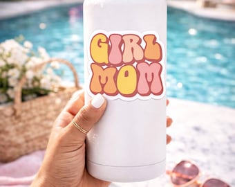 Retro Girl Mom Sticker, Motherhood Mama Life Decal, Vinyl Gift