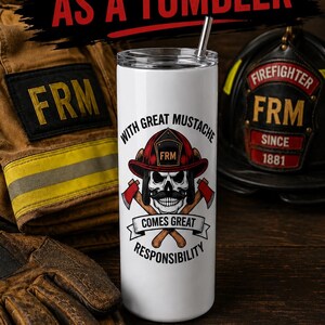 Pegatina de bigote de bombero, calcomanía de calavera de bombero, vinilo para casco de bomberos, regalo para personal de emergencias. imagen 9