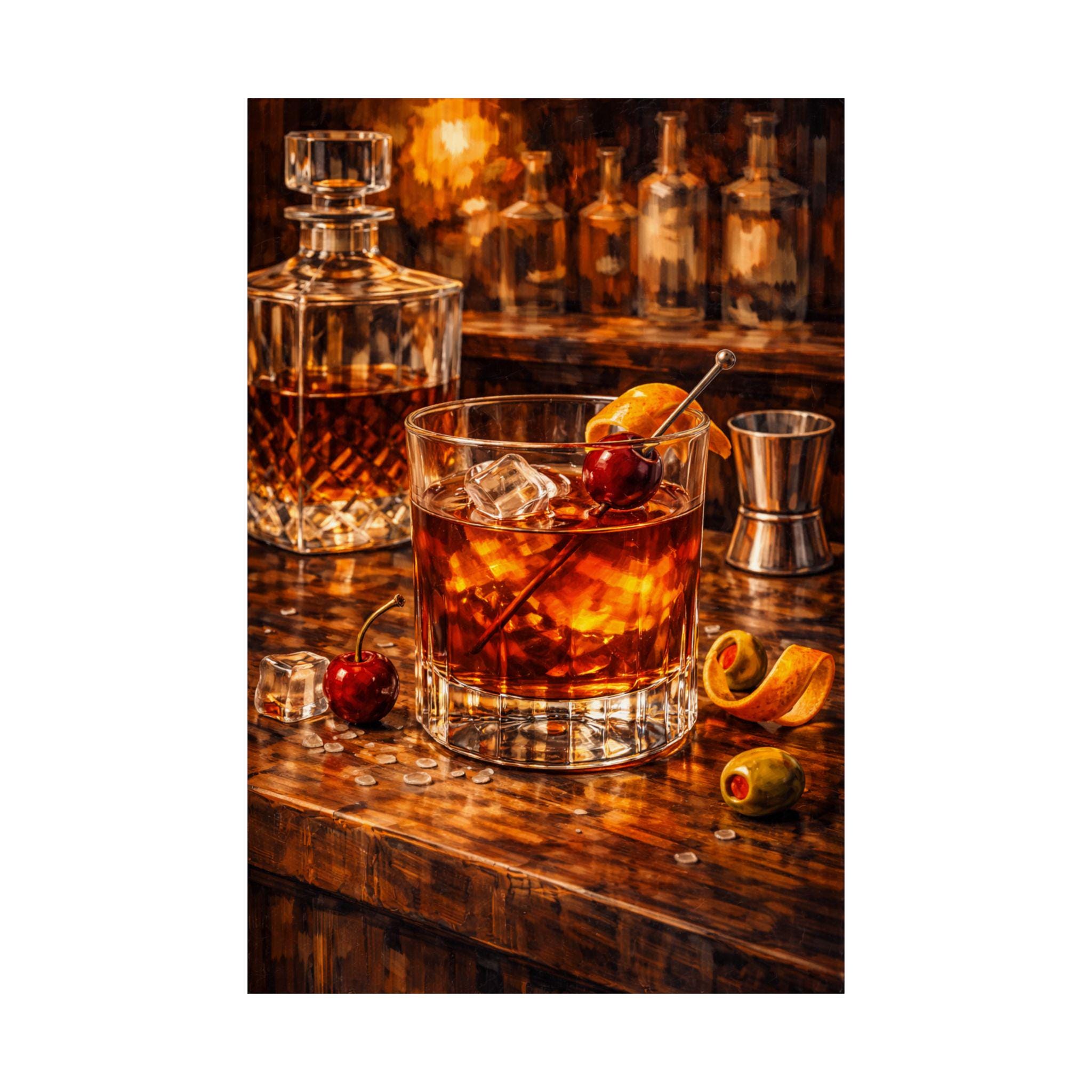 Old Fashioned Cocktail Matte Poster | Whiskey Bar Print - Etsy