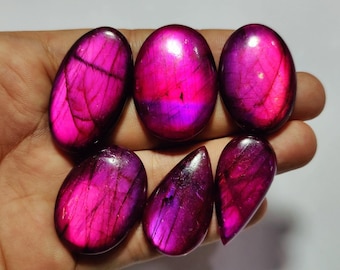 Purple Coated Labradorite Cabochon: Loose Gemstone for Jewelry Making