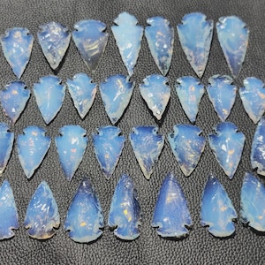Opalite Arrowheads, Metaphysical Glass Crescent Arrowhead Shape, Crystals Healing Stone AAA quality Opalite Arrow Stone for Jewelry.
