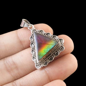 Natural Purple Labradorite Pendant | 925 Sterling Silver Pendant | Handmade Labradorite Gemstone Pendant  | Silver Prong Setting Pendant