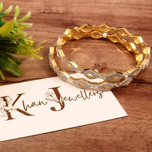 Gold Plated CZ Bangles Set | Indian Bridal Bangles | Cubic Zirconia Jewelry | Party Wear Bangle Set | Wedding Jewelry for Women.