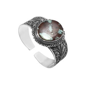 Turquoise sterlingzilveren manchetarmband: handgemaakte boho-westerse sieraden