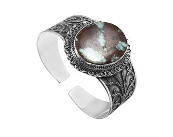 Türkis Sterling Silber Manschette Armband: Handgemachter Boho Western Schmuck