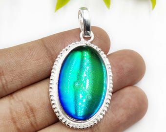 Natural Triplet Opal Cabochon Sterling Silver Pendant: Handmade Boho Necklace For Women Jewelry