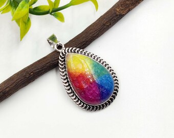 Ciondolo in argento sterling con cabochon di quarzo solare naturale: collana boho fatta a mano per gioielli da donna