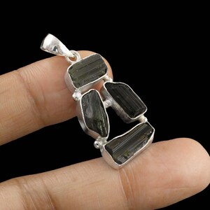 Black Tourmaline Pendant Natural Tourmaline Rough  Gemstone 925 Sterling Silver Handmade Pendant -  Birthstone Jewelry - Unique Gift for Her