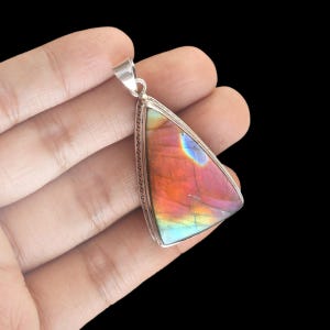 Purple Labradorite Pendant 925 Sterling Silver Pendant Handmade Labradorite Gemstone Pendant Jewelry Silver Prong setting pendants