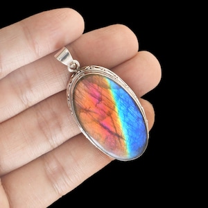 Purple Labradorite Pendant 925 Sterling Silver Pendant Handmade Labradorite Gemstone Pendant Jewelry Silver Prong setting pendants