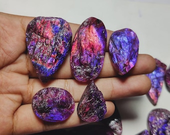AAA Labradorite Druzy Gemstone Bulk Lot: Purple Coated, Mix Shape & Size