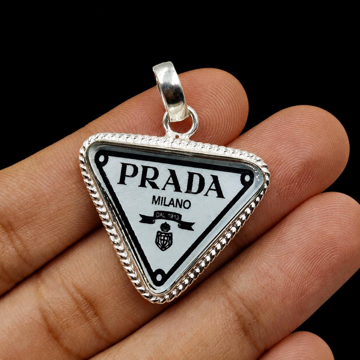 Prada Black Triangle Necklace - Etsy Canada