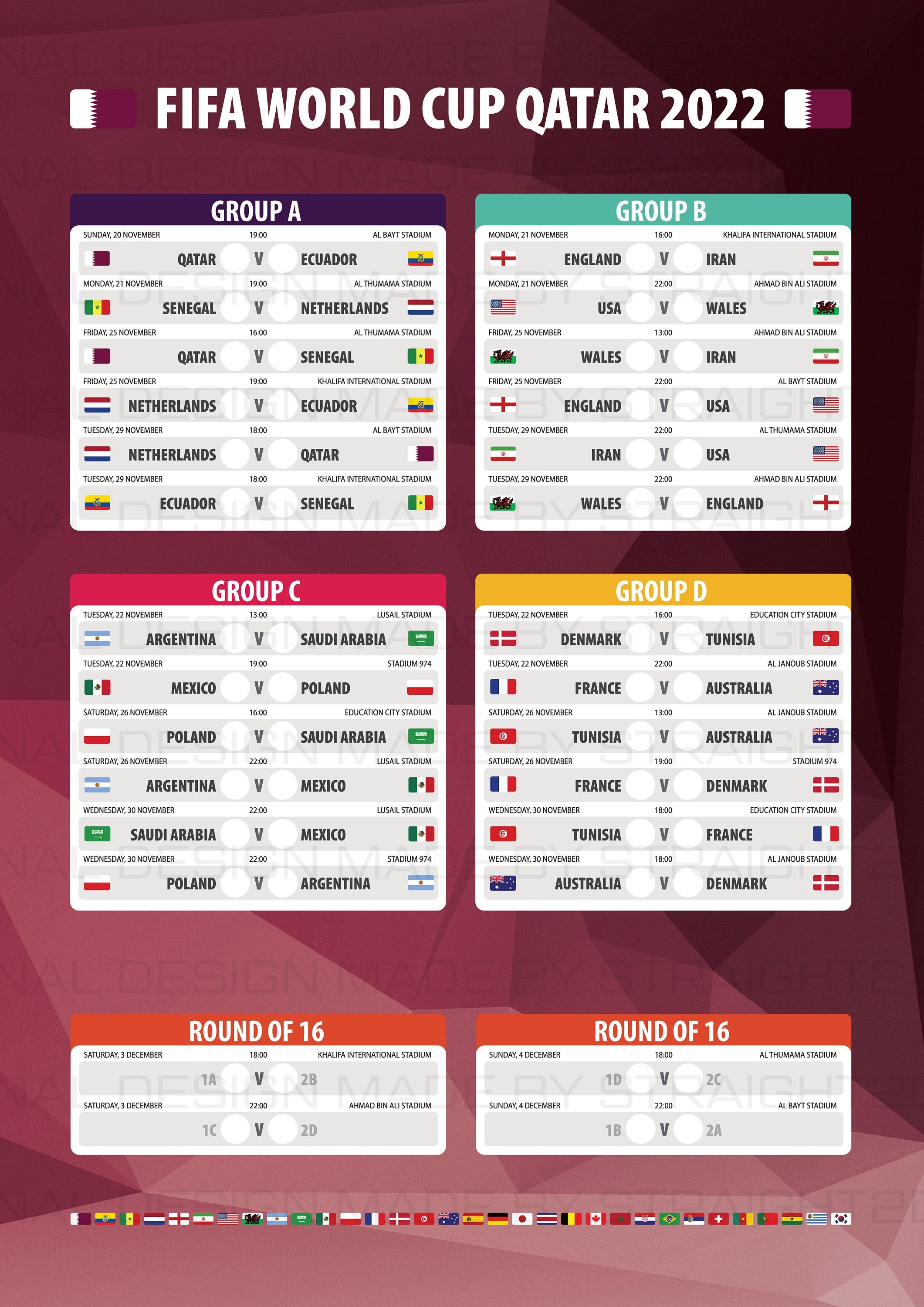 Downloadable World Cup Schedule 2022 Printable World Cup 2022