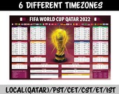 FIFA World Cup Schedule 2022 6 Timezones World Cup 2022 Calendar, Digital World  Cup PDF File, Fifa World Cup Chart 2022 - Etsy