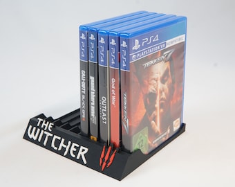 The Witcher Spielehalter für PS 5 und PS 4 3D Druck/Platz für 10 PS5 und PS4 Spiele/ Farbvariation möglich!