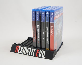 Resident Evil Spielehalter für Playstation 5 und Playstation 4 3D Druck/Platz für 10 PS5 und PS4 Spiele/ Farbvariation möglich!