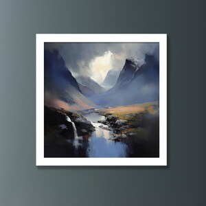 Scottish Mountain Abstract Landscape Oil Painting, Scottish Mountain Wall Art Prints, Scottish Landscape Paintings, Highland Prints Scotland